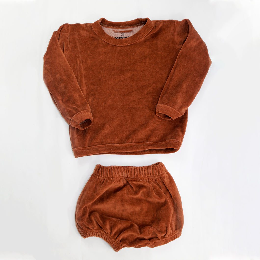 Terracotta Velvet Set | Long Sleeve with bloomer